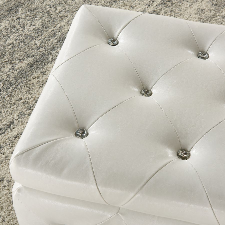 Pouf de rangement rectangulaire Monique en blanc