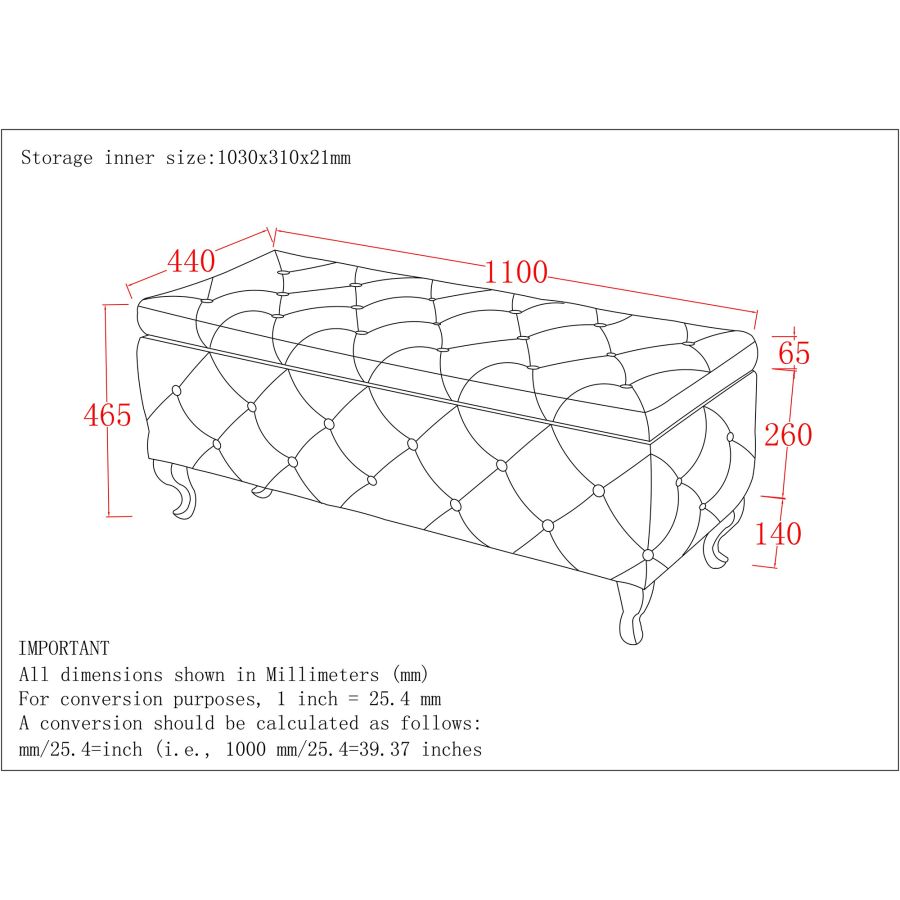 Pouf de rangement rectangulaire Monique en blanc