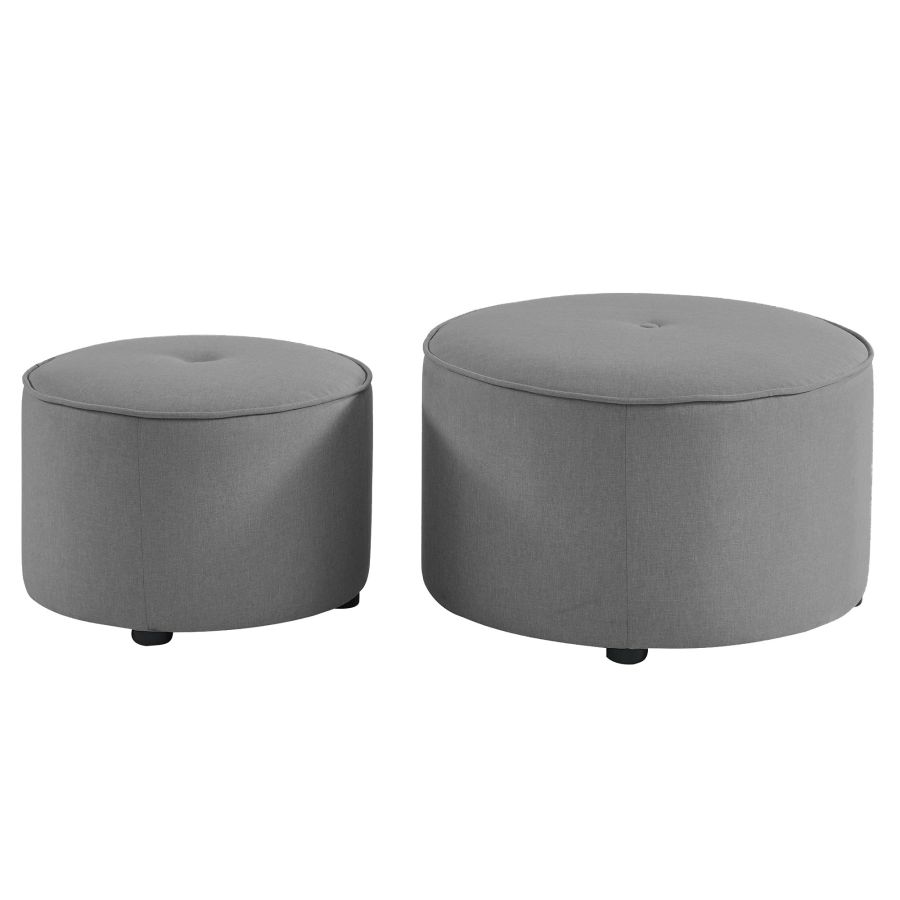 Ensemble de 2 poufs ronds Etro en gris clair