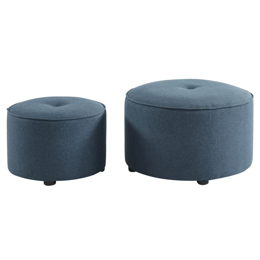 Ensemble de 2 poufs ronds Etro en bleu
