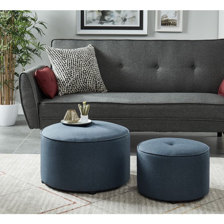 Ensemble de 2 poufs ronds Etro en bleu