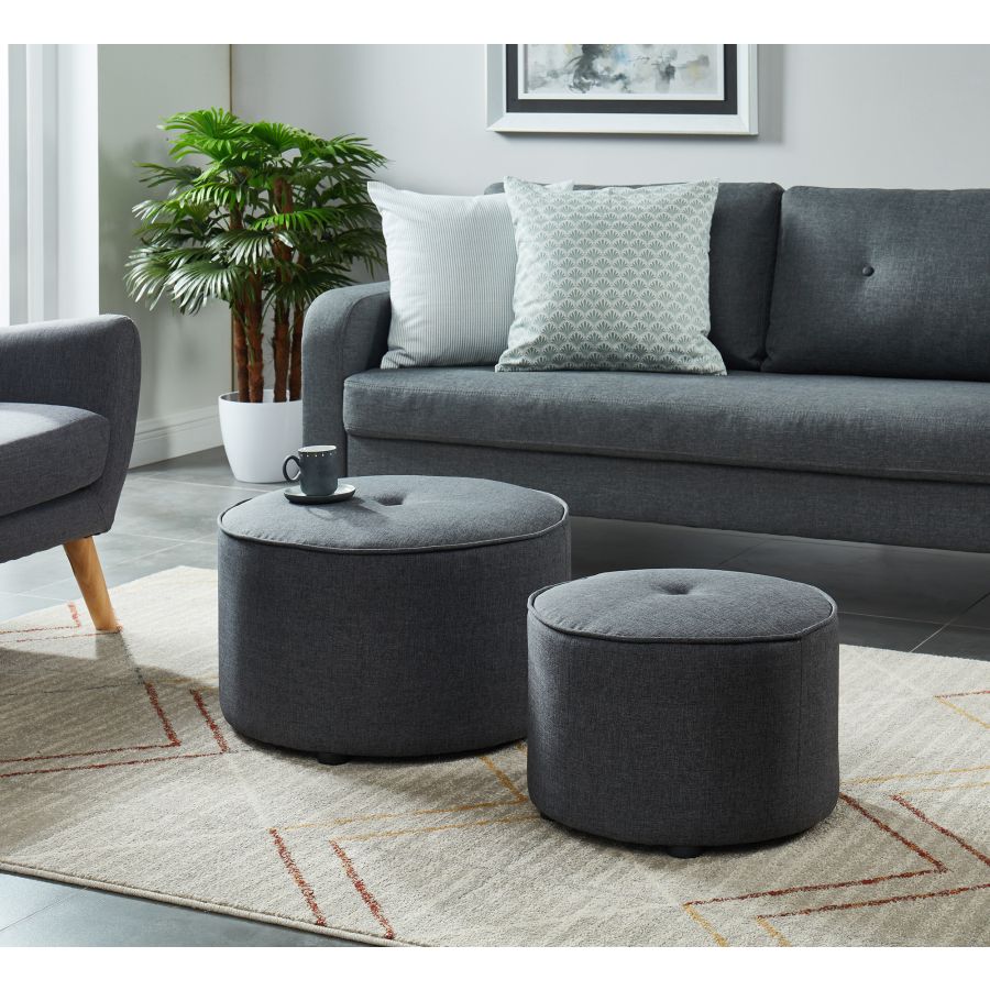 Ensemble de 2 poufs ronds Etro en gris