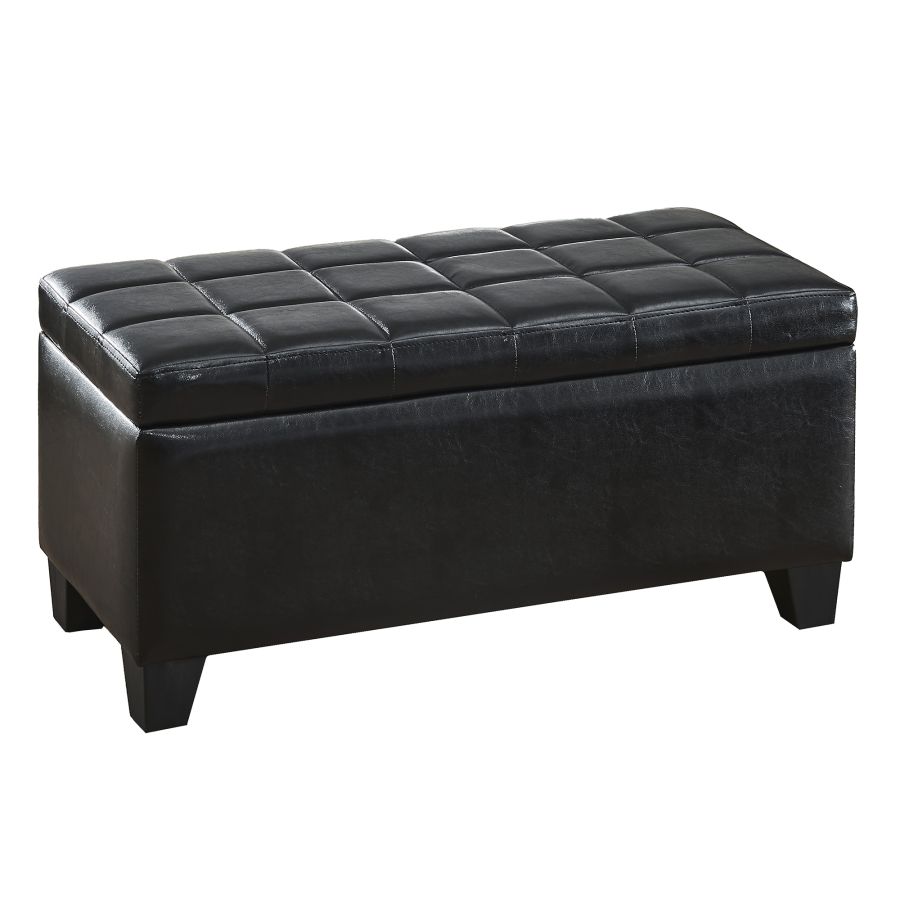 Pouf de rangement rectangulaire Winston en noir