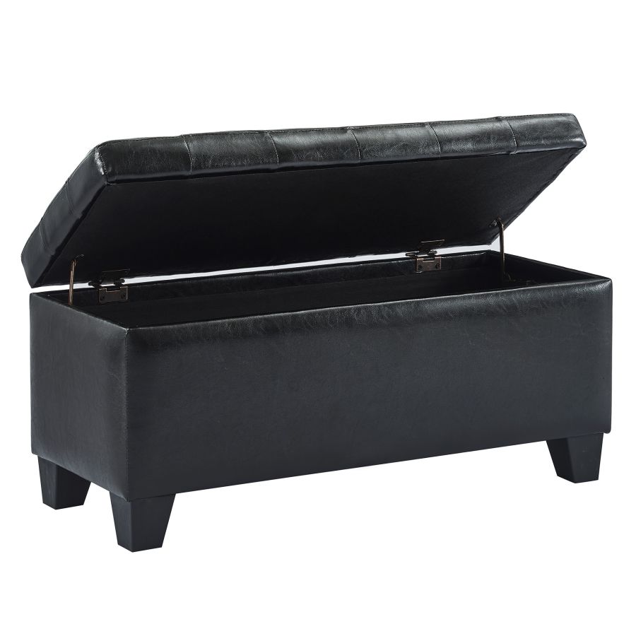 Pouf de rangement rectangulaire Winston en noir