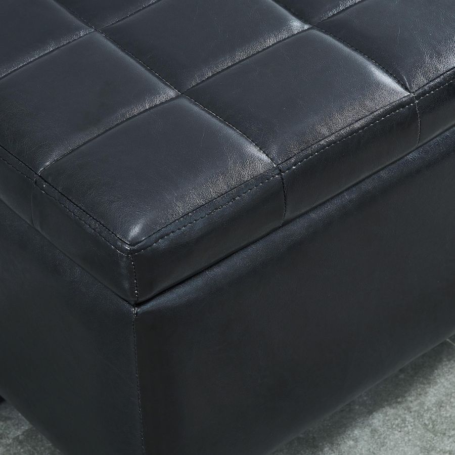 Pouf de rangement rectangulaire Winston en noir