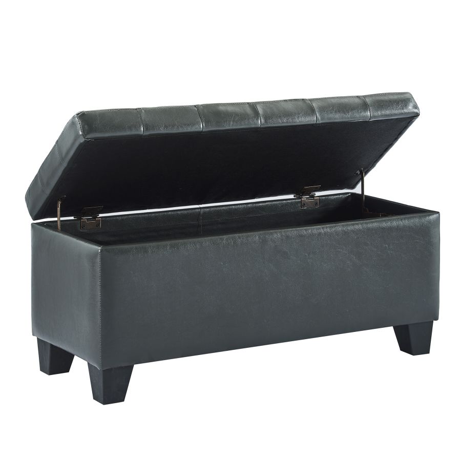 Pouf de rangement rectangulaire Winston en gris