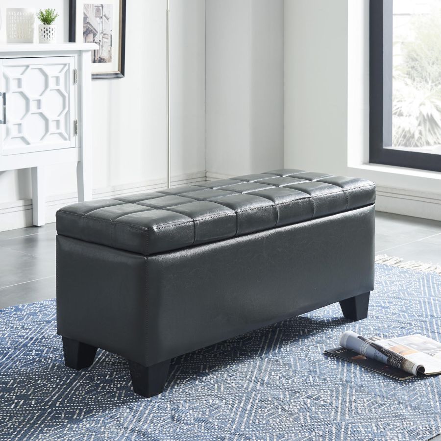 Pouf de rangement rectangulaire Winston en gris