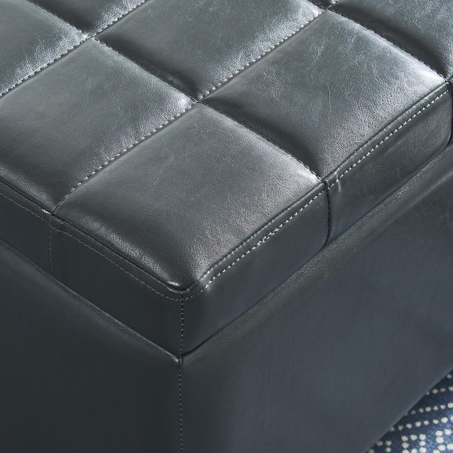 Pouf de rangement rectangulaire Winston en gris