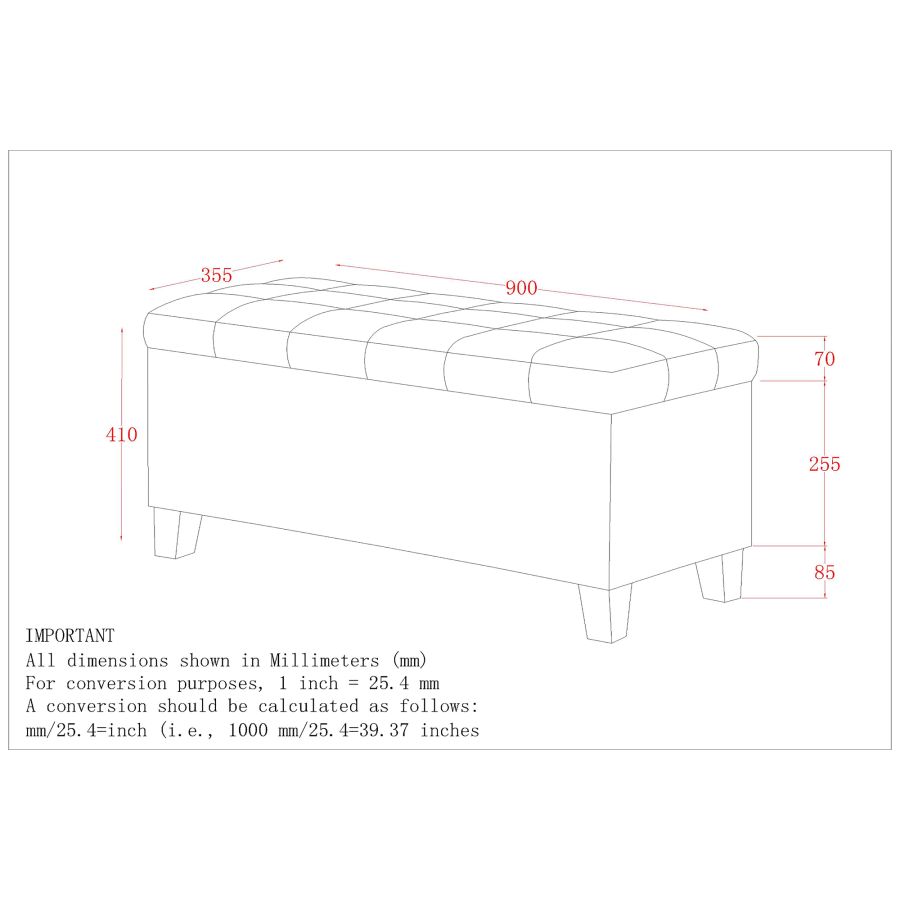 Pouf de rangement rectangulaire Winston en gris