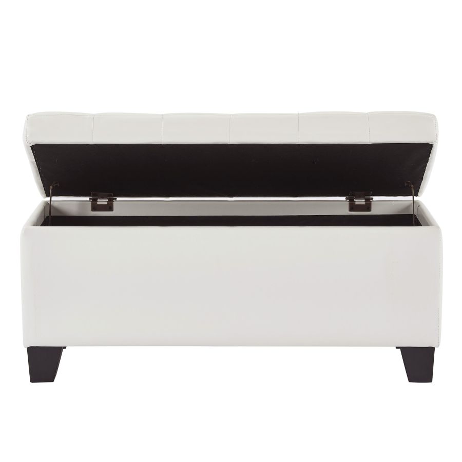 Pouf de rangement rectangulaire Winston en blanc