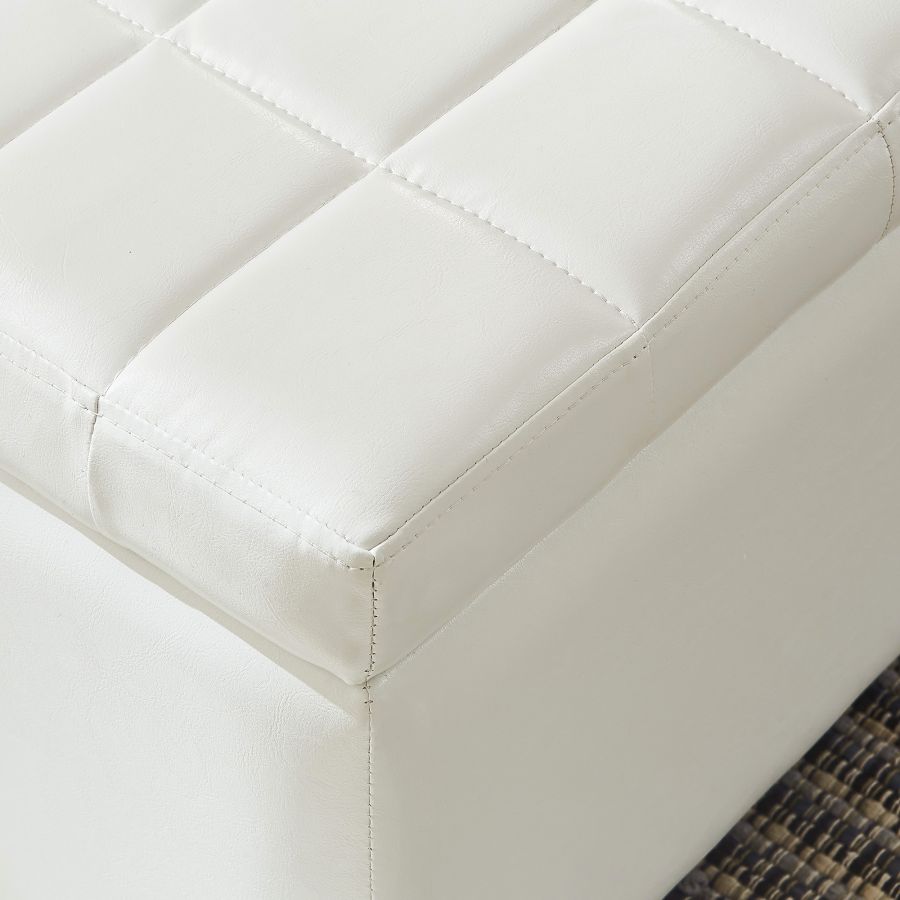 Pouf de rangement rectangulaire Winston en blanc