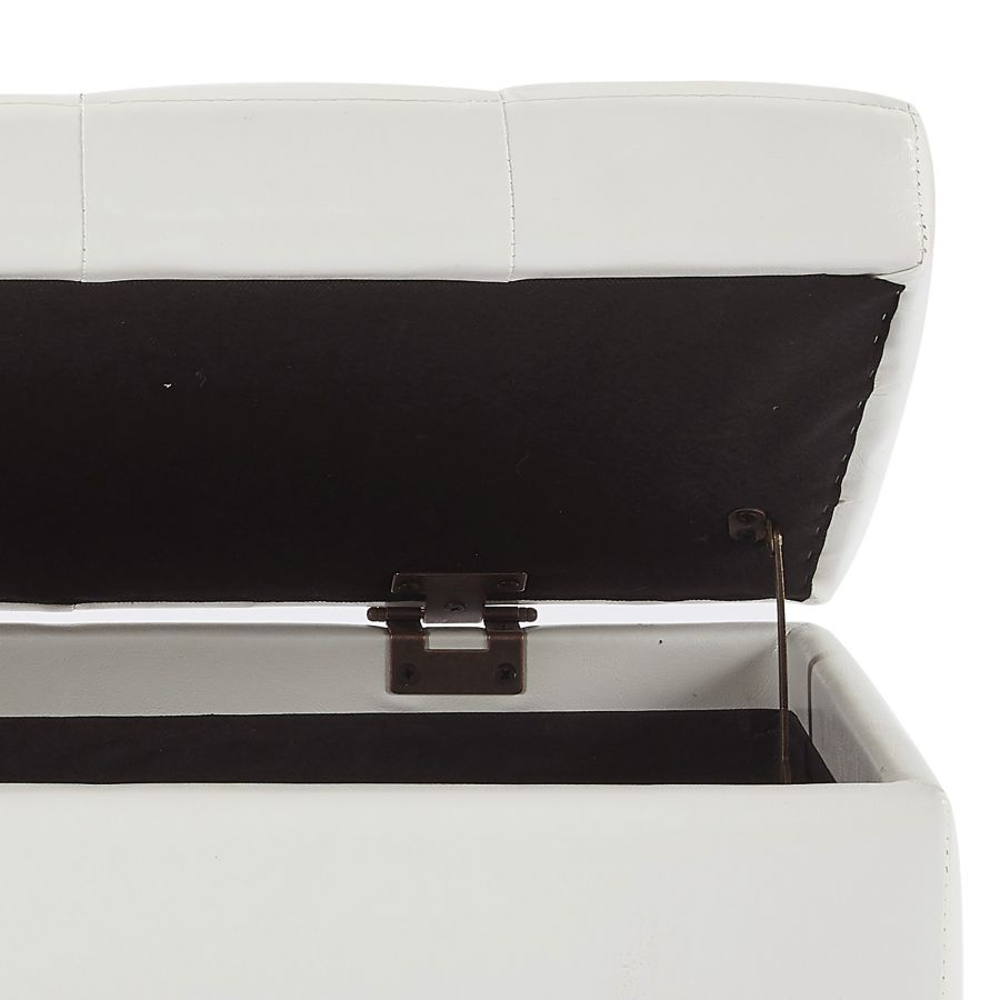 Pouf de rangement rectangulaire Winston en blanc