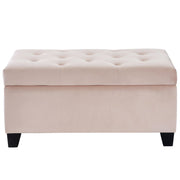 Pouf de rangement rectangulaire Sally en rose poudré