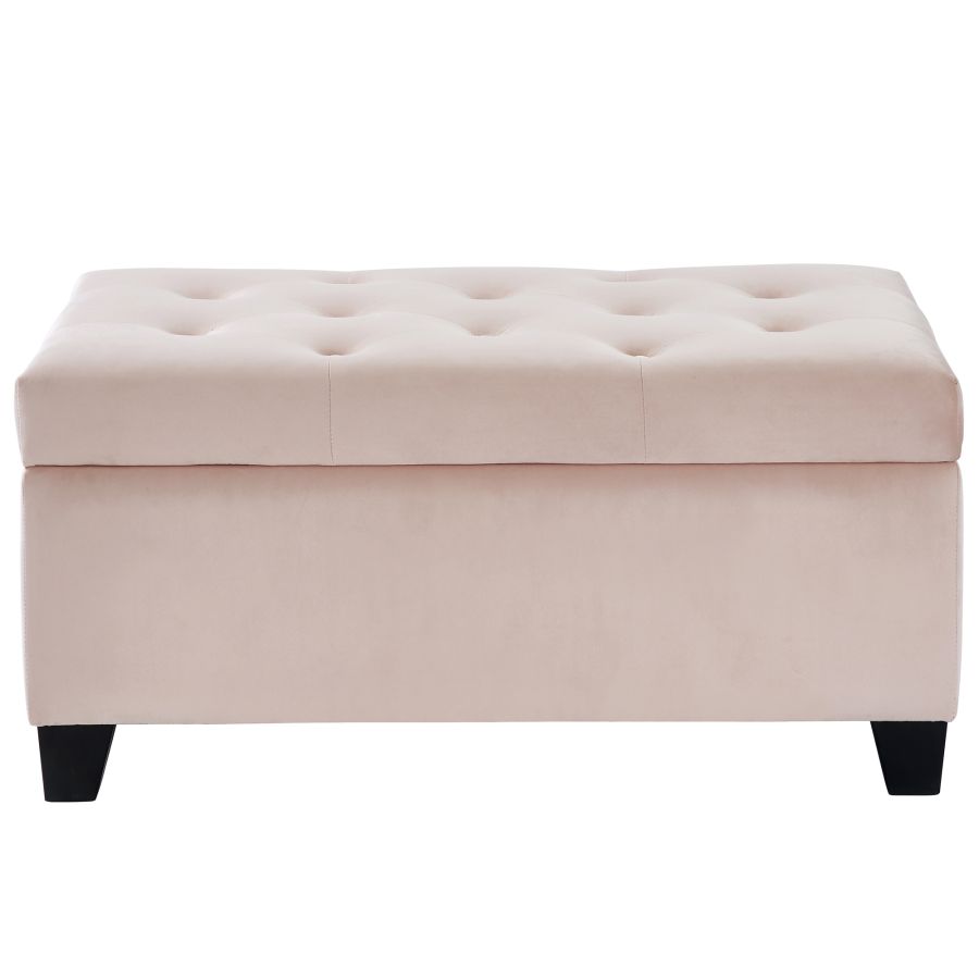 Pouf de rangement rectangulaire Sally en rose poudré