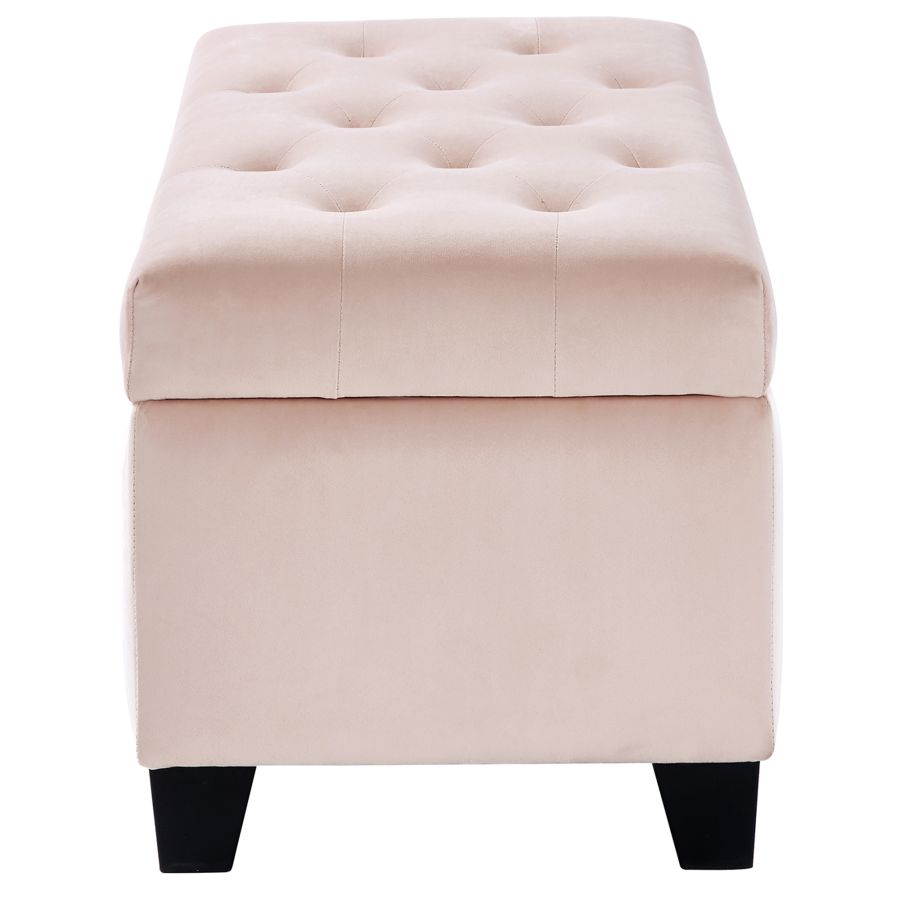 Pouf de rangement rectangulaire Sally en rose poudré