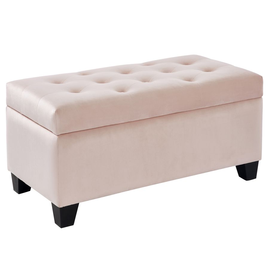 Pouf de rangement rectangulaire Sally en rose poudré