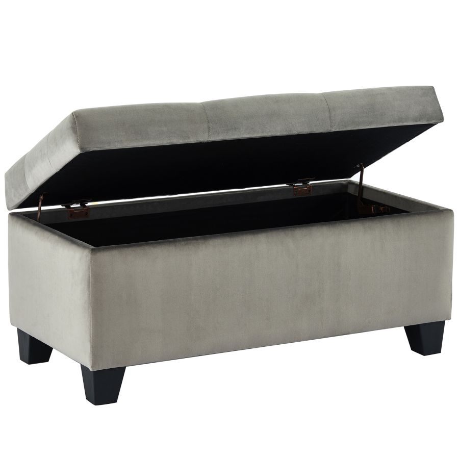 Pouf de rangement rectangulaire Sally en gris