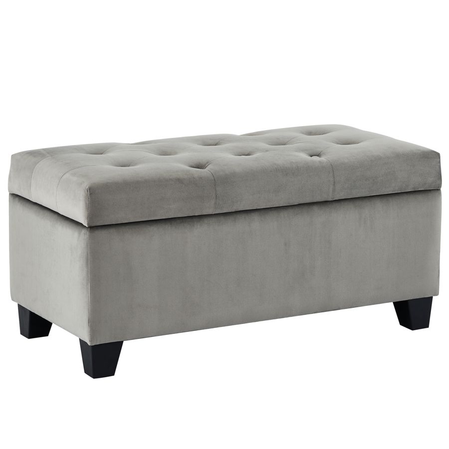Pouf de rangement rectangulaire Sally en gris