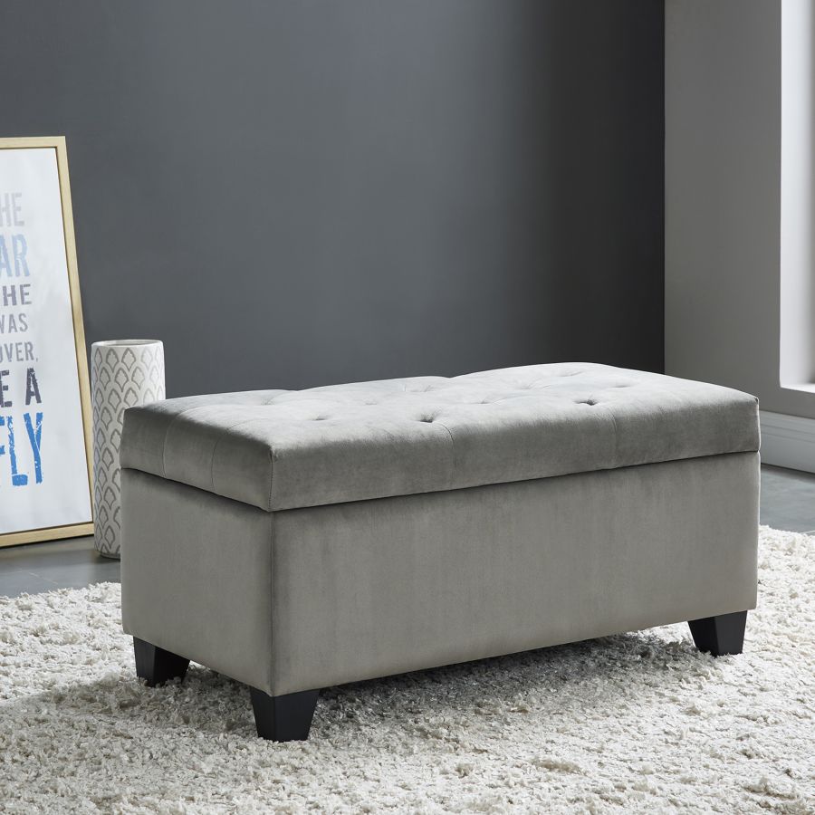 Pouf de rangement rectangulaire Sally en gris