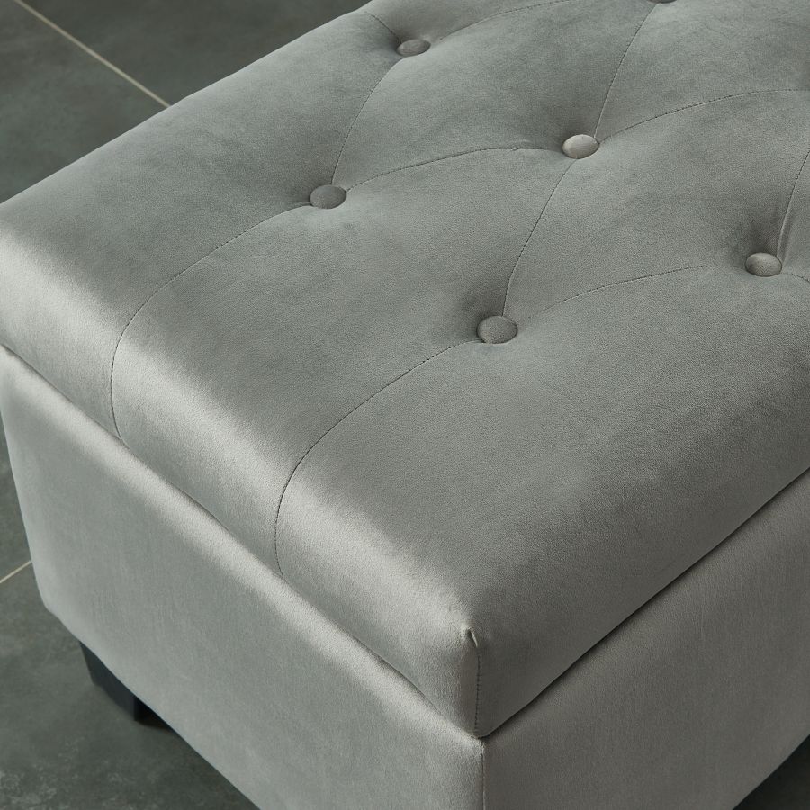 Pouf de rangement rectangulaire Sally en gris