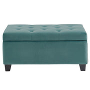 Pouf de rangement rectangulaire Sally en bleu sarcelle