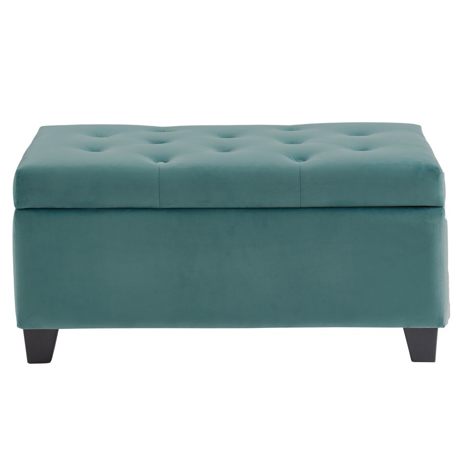 Pouf de rangement rectangulaire Sally en bleu sarcelle