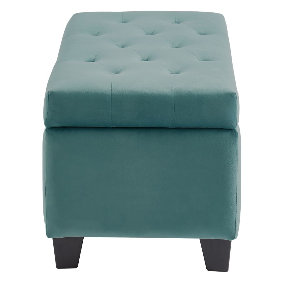 Pouf de rangement rectangulaire Sally en bleu sarcelle