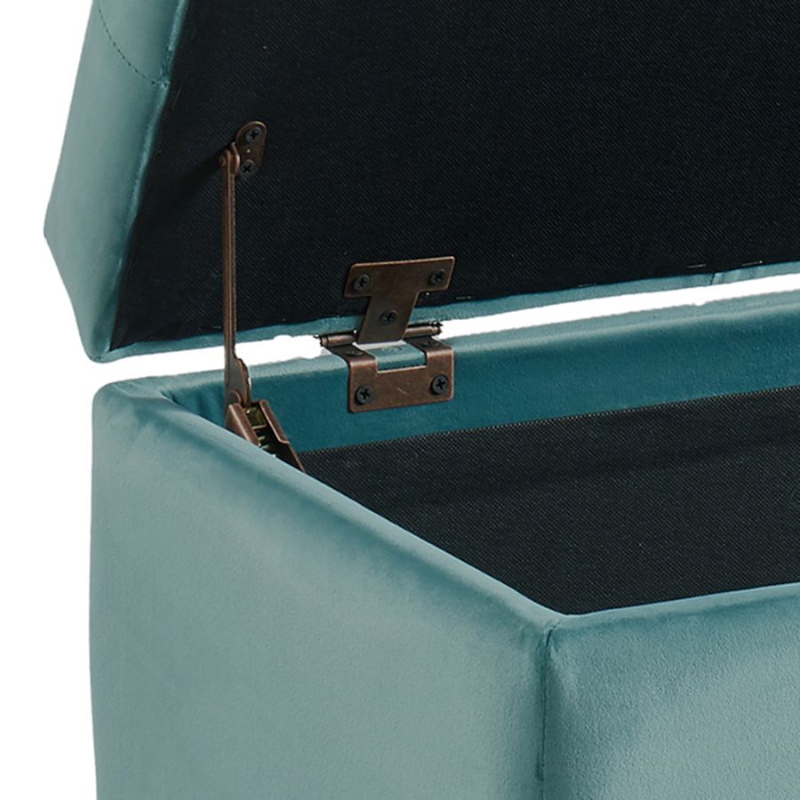 Pouf de rangement rectangulaire Sally en bleu sarcelle