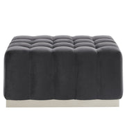 Pouf cocktail rectangulaire Magnum en gris/argent 