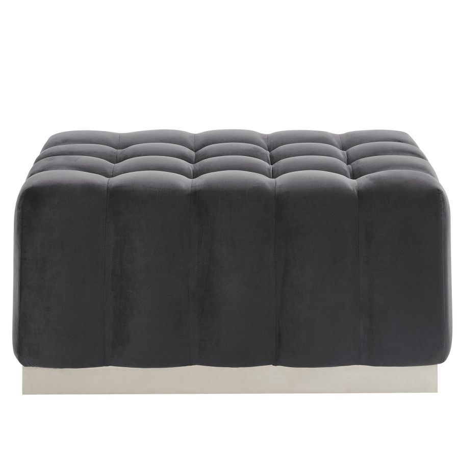 Pouf cocktail rectangulaire Magnum en gris/argent 