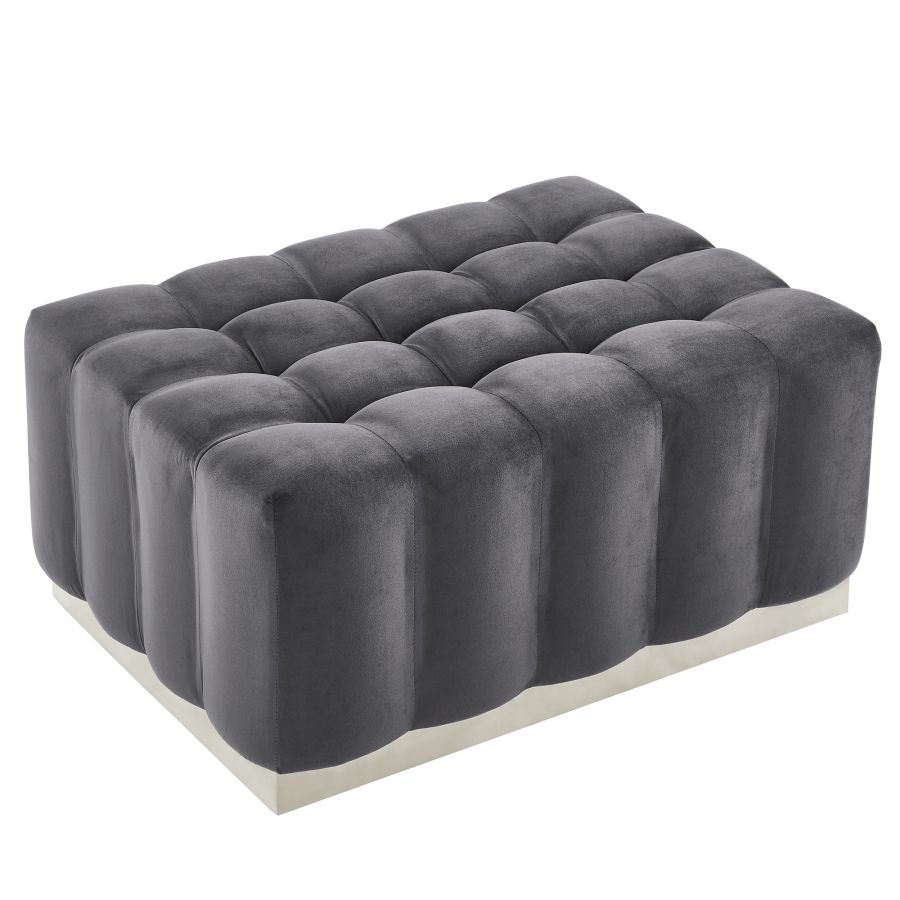 Pouf cocktail rectangulaire Magnum en gris/argent 