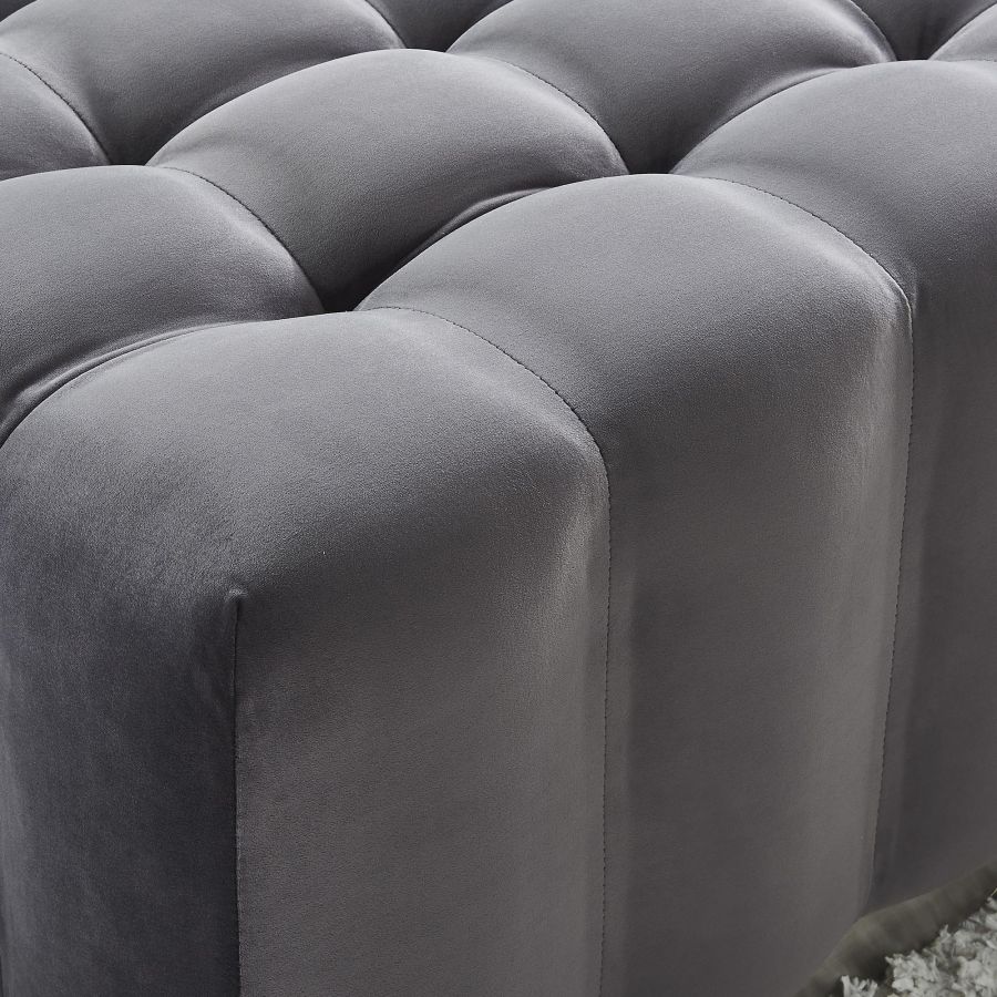 Pouf cocktail rectangulaire Magnum en gris/argent 