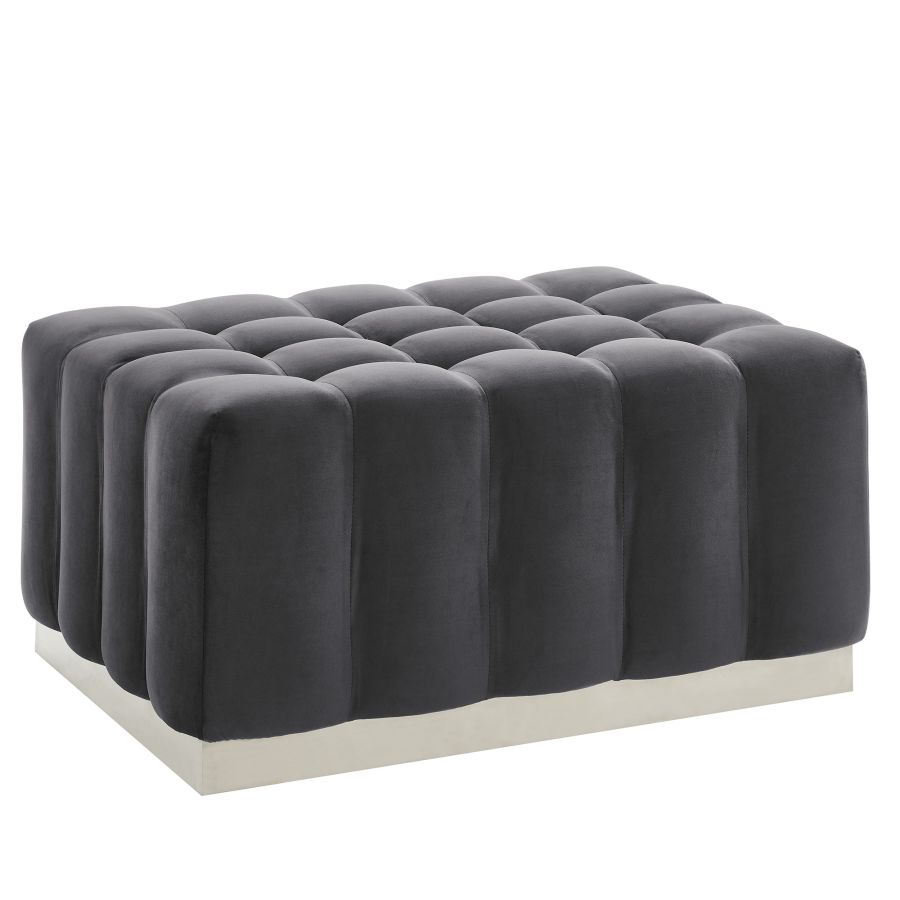 Pouf cocktail rectangulaire Magnum en gris/argent 