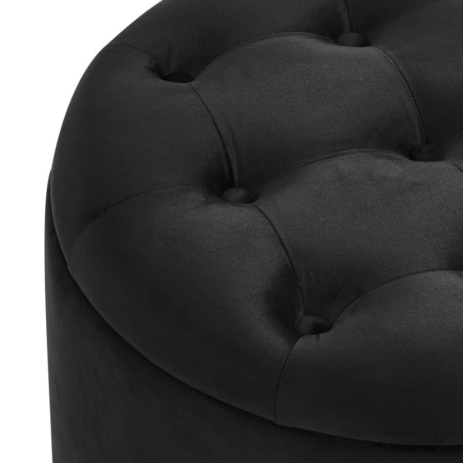 Pouf de rangement rond Talia en noir