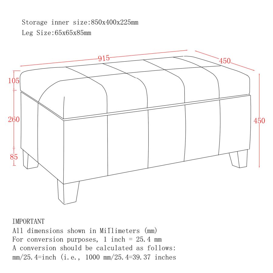 Pouf de rangement rectangulaire Bella en brun