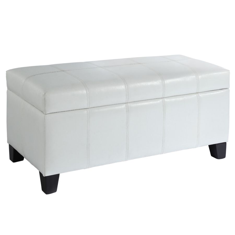 Pouf de rangement rectangulaire Bella en blanc