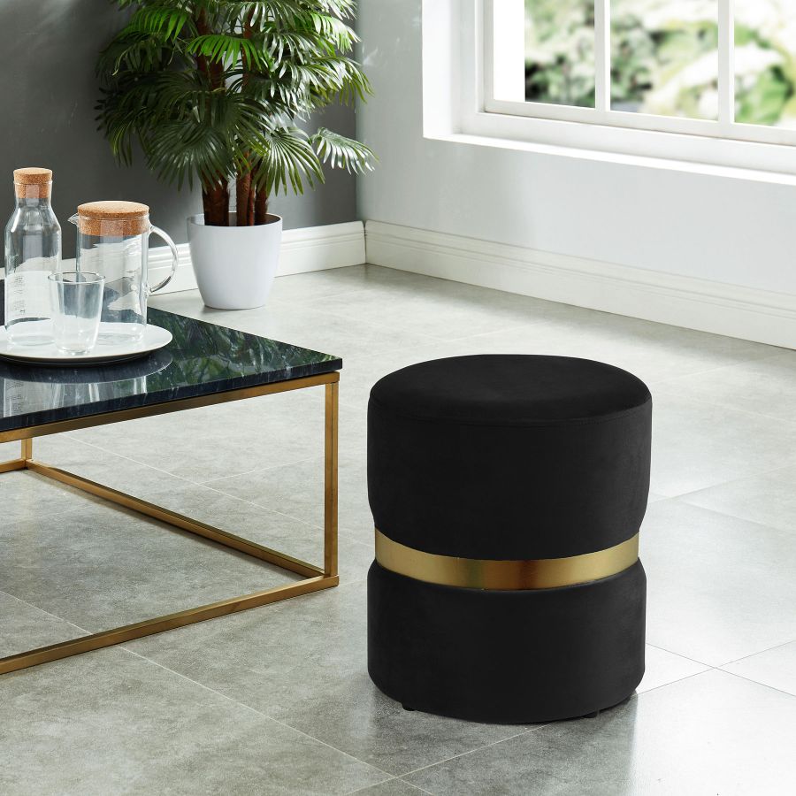 Pouf Rond Violet en Noir