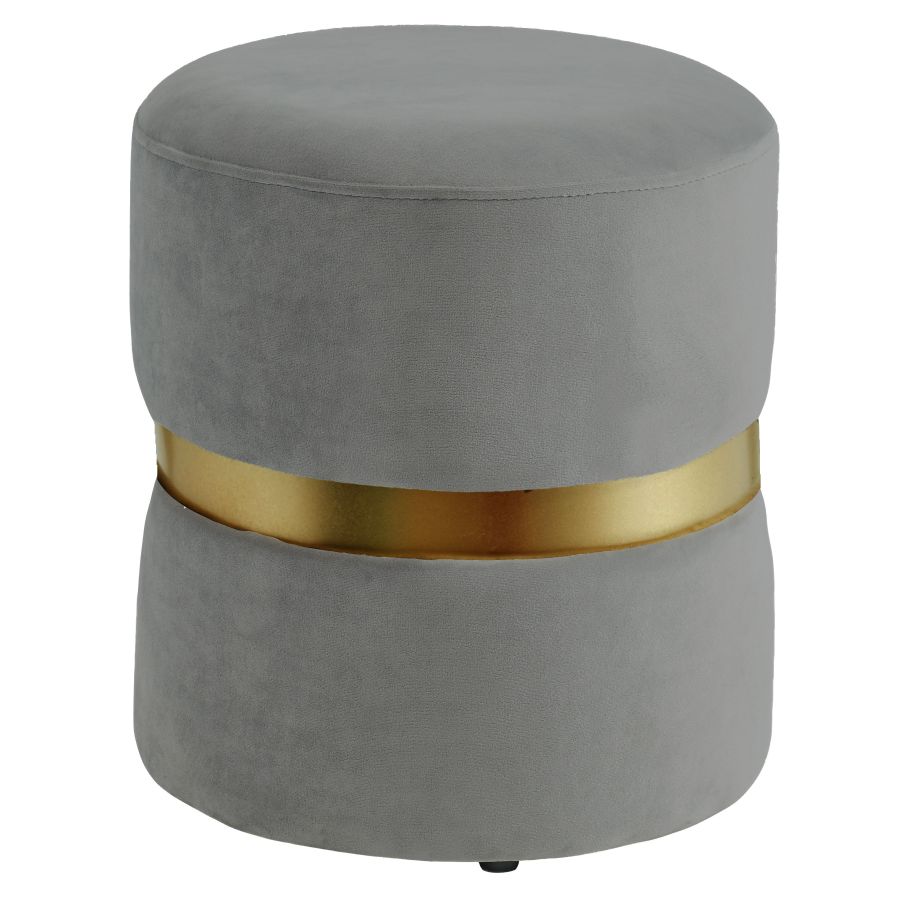 Pouf Rond Violet en Gris 