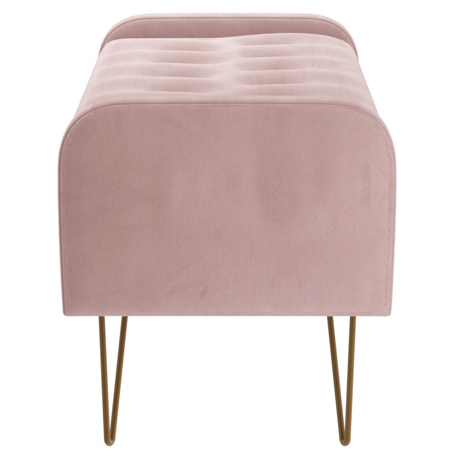 Pouf/banc de rangement Sabel en rose poudré avec pattes dorées vieillies