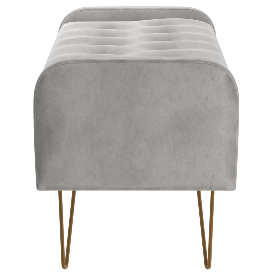 Pouf/banc de rangement Sabel gris avec pattes dorées vieillies