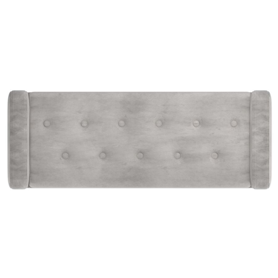 Pouf/banc de rangement Sabel gris avec pattes dorées vieillies