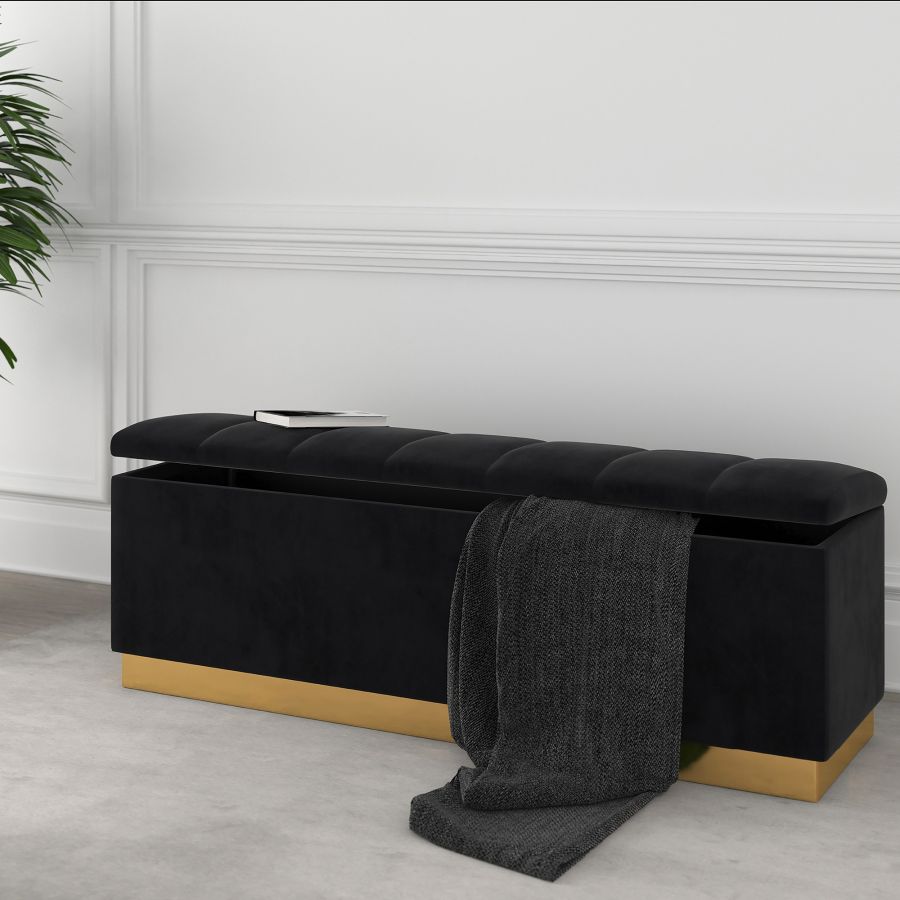 Pouf de rangement Esna en noir