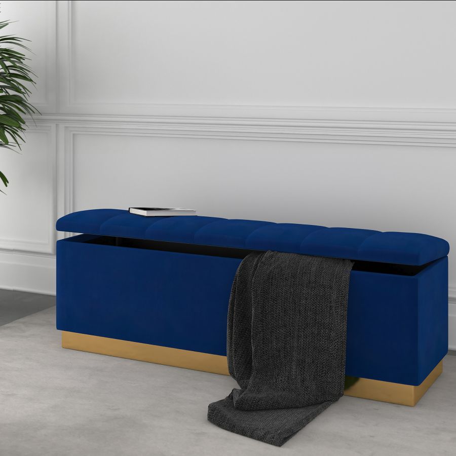 Pouf de rangement Esna en bleu