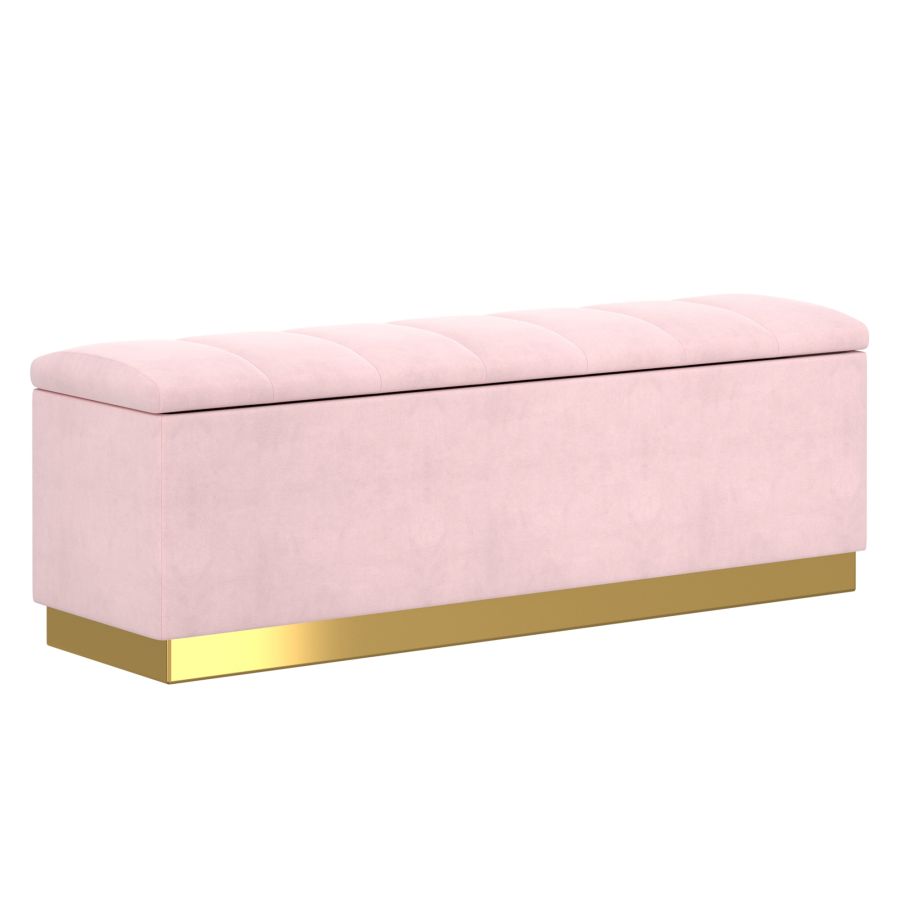 Pouf de rangement Esna en rose poudré