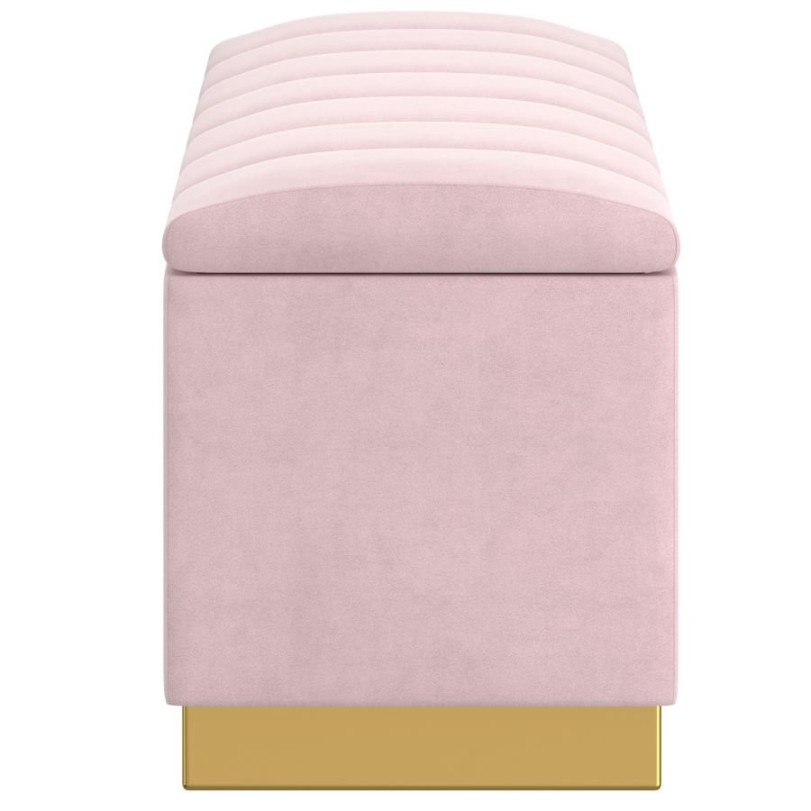 Pouf de rangement Esna en rose poudré