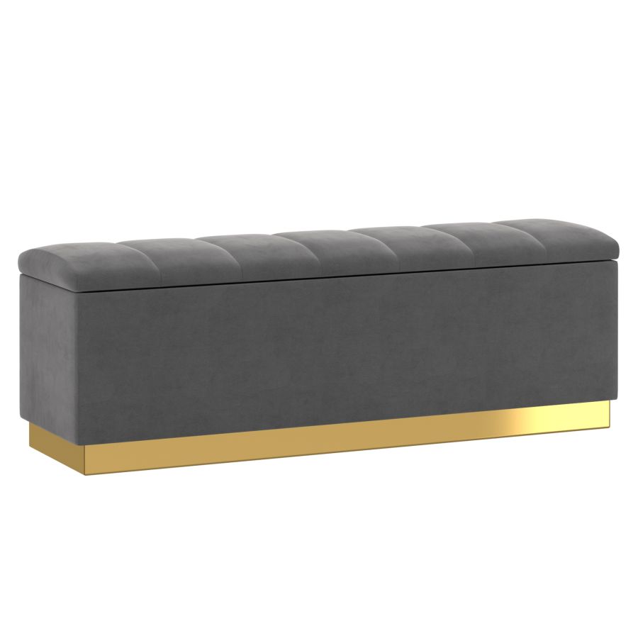 Pouf de rangement Esna en gris 