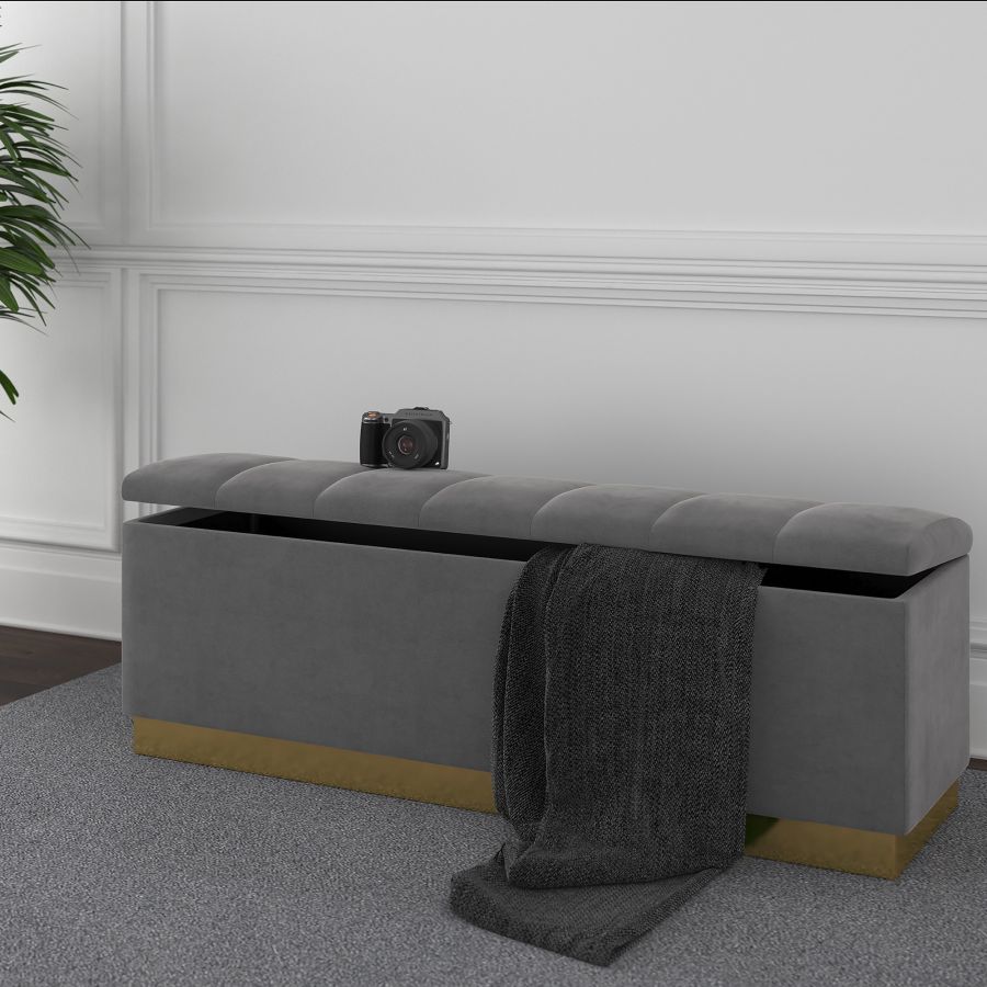 Pouf de rangement Esna en gris 