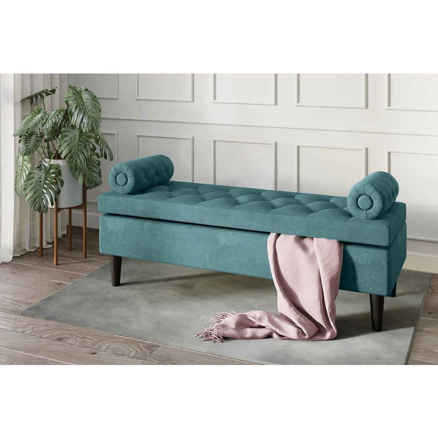 Pouf de rangement Adith en Aqua 