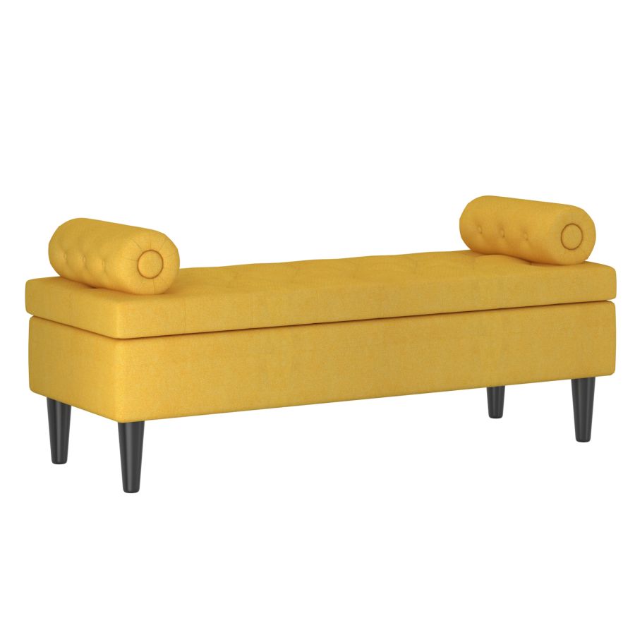Pouf de rangement Adith moutarde
