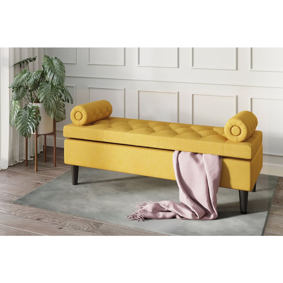 Pouf de rangement Adith moutarde